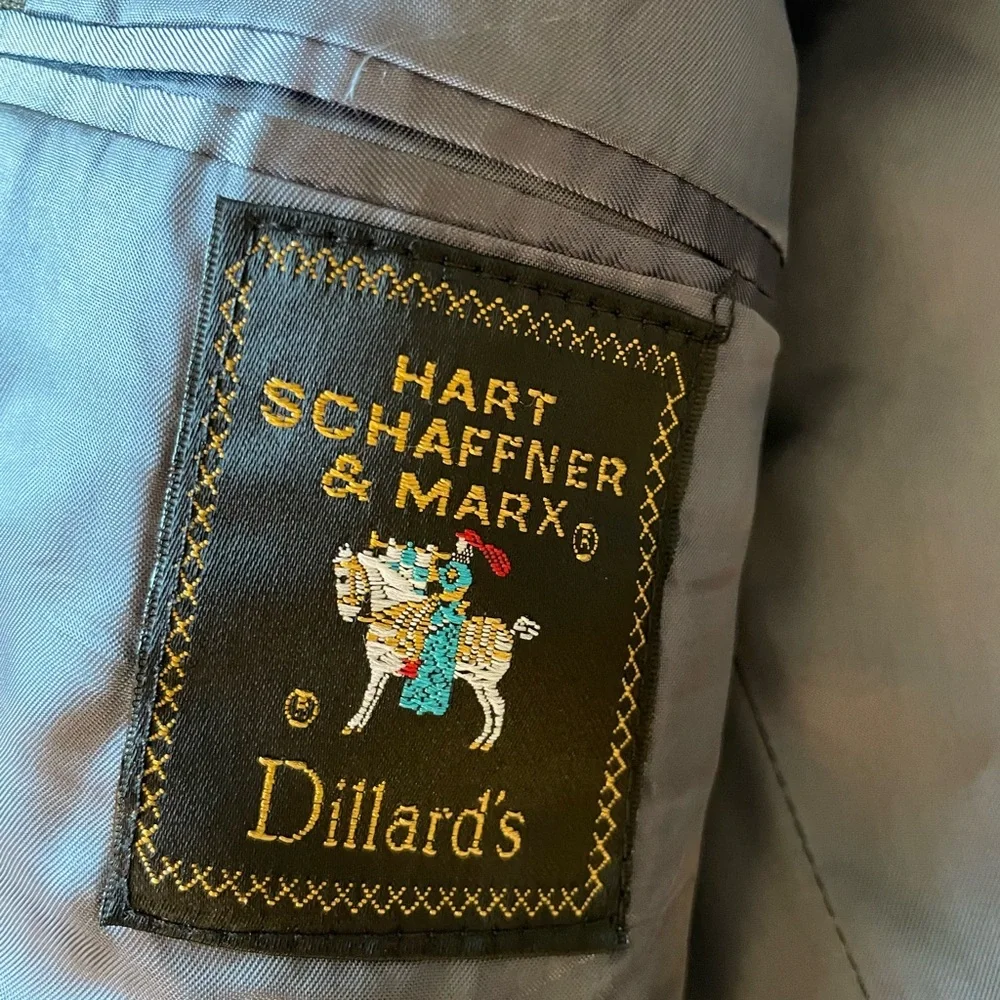 HART‎ SCHAFFNER & MARX Made in USA Subtle Glen Check Wool Suit Size 44 L